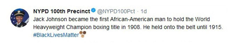 The now-deleted NYPD 100th Precinct tweet (New York Daily News screenshot)